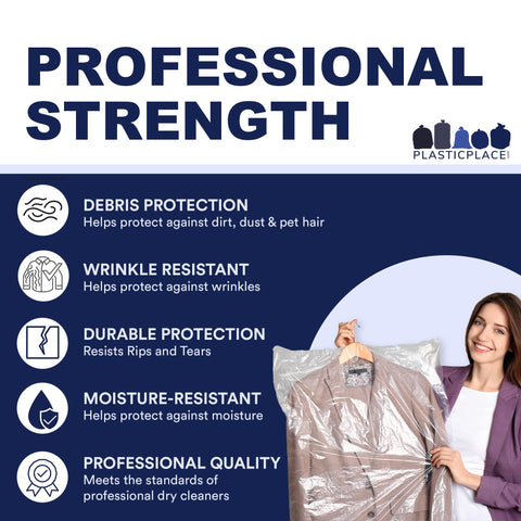 Plasticplace Clear Garment Bags │Plastic Coat Bag││1.0 Mil│21" X 4" X 54" (50 Count)
