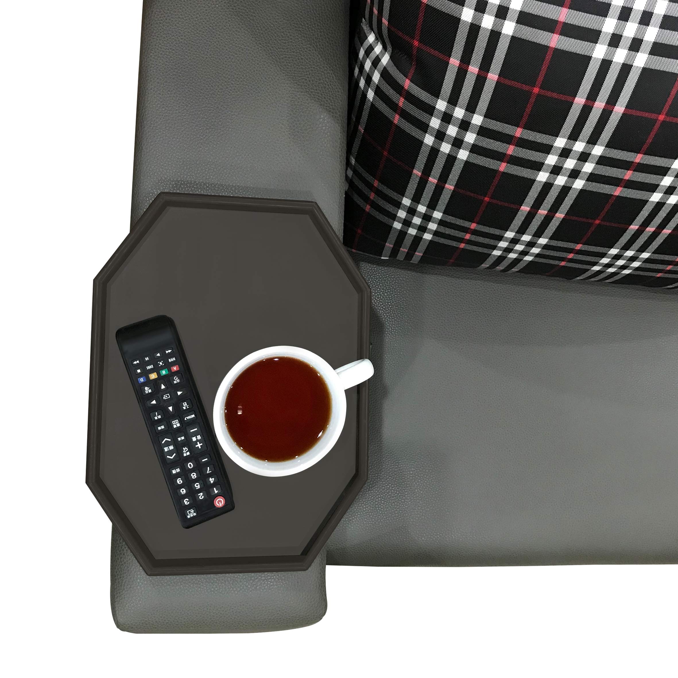 Clip-On Side Table for Sofa Armrest, Couch Tray for Drinks & Snacks(Cherry)