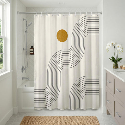 Americanflat 71x74 Boho Shower Curtain - 100% Polyester Shower Curtain with 12 Hooks - Shower Curtains for Bathroom