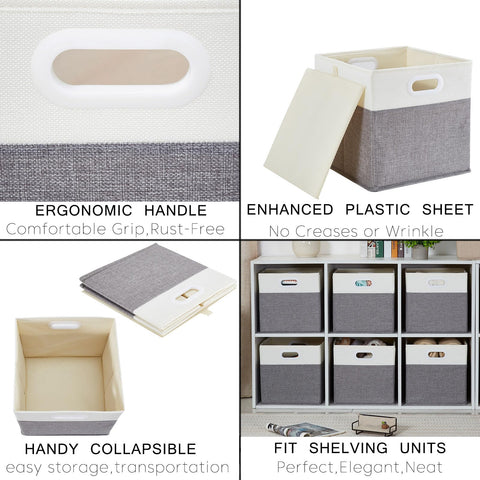Mangata Cube Storage Boxes 25x25x25cm, Grey Cream White, 3Pcs
