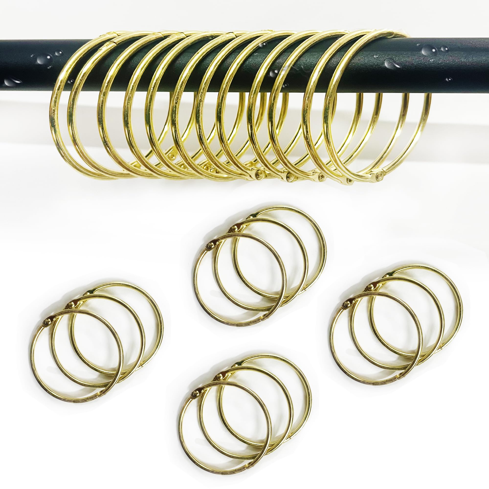 12Pack Metal Round Shower Ring Hooks,O Rings Rustproof Shower Curtain Hooks