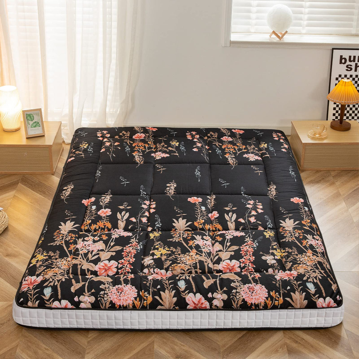 MAXYOYO Futon Mattress, Padded Japanese Floor Mattress Quilted Bed Mattress Topper