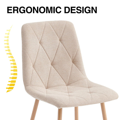 Set of 6 Dining Chairs for Dining Room, Fabric Kitchen Chairs Set, Beige