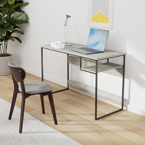 Furinno Moretti Modern Lifestyle Study Desk, Computer Desk, 114 cm (W), French Oak Grey