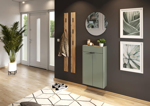 Germania Coat rack panel 3728-243, in Navarra-oak repro, with three fold-out metal coat hooks, 15 x 170 x 3 cm (WxHxD)