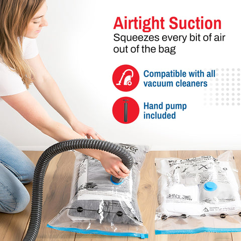 SpaceSaver Vacuum Storage Bags - Medium 10-Pack with Pump - Space Saving Compression Bags for Clothes, Bedding, and Linens