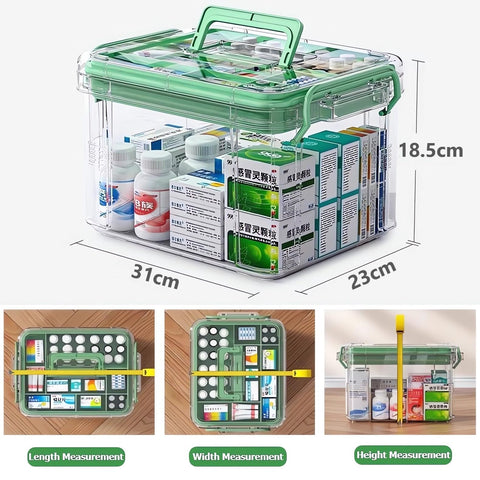 AouiSton Medicine Storage Box, 2 Layer First Aid Box Case Plastic Medicine Box Large Capacity Medical Box Storage Box Household Medicine Cabinet