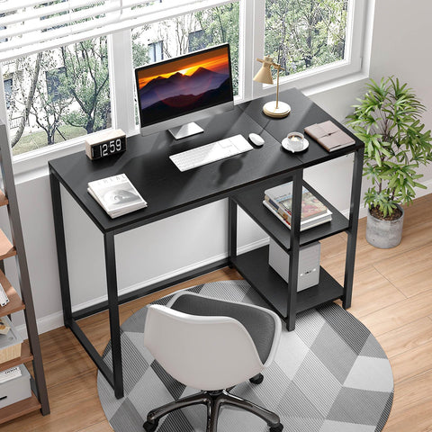WOHOMO Computer Desk with Storage 120cm Table with 2-Tier Shelves, Black