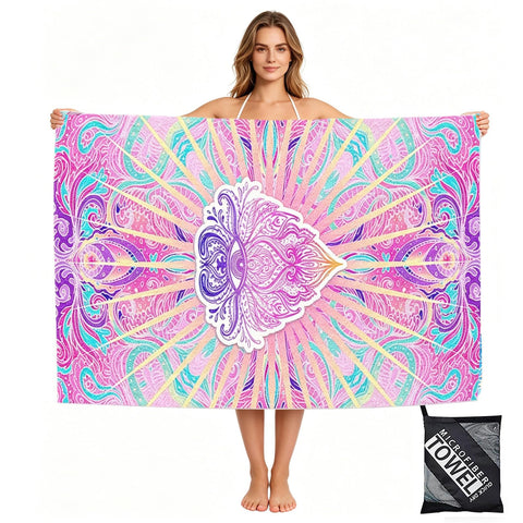 yayafunfun Large Quick Dry Microfibre Beach Towels for Adults, 160X90cm Pink Eyes Bath Towel Travel Towels with Pocket