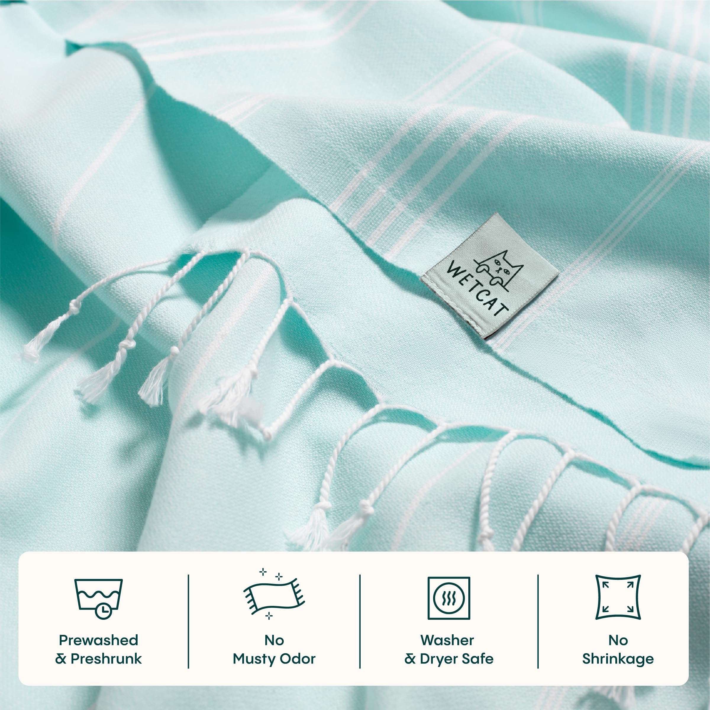 WETCAT Turkish Beach Towel 38x71 100% Cotton Sand Free Quick Dry Towel Extra Large Light Travel Towel for Adults Beach Gifts Beach Accessories - Aqua