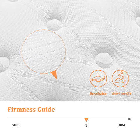 TeQsli 4FT Small Double Mattress, 10.6 Inch Memory Foam Pocket Sprung Hybrid Small Double Mattress Zone Support for Pressure & Back Pain Relief