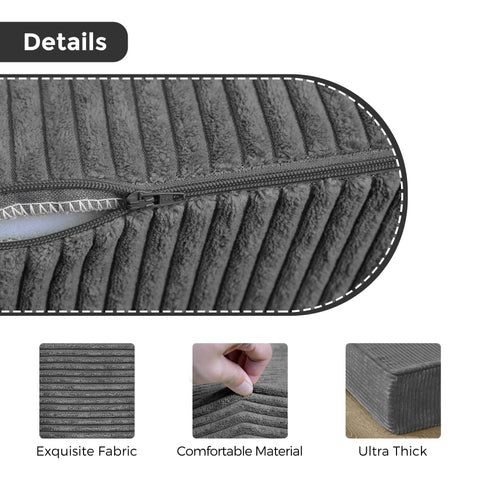 MAXYOYO Folding Corduroy Mattress, Tri Fold Floor Mattress 10cm thick with Washable Covers,Foldable in Three,Space-Saving for Guest (Charcoal, Double)