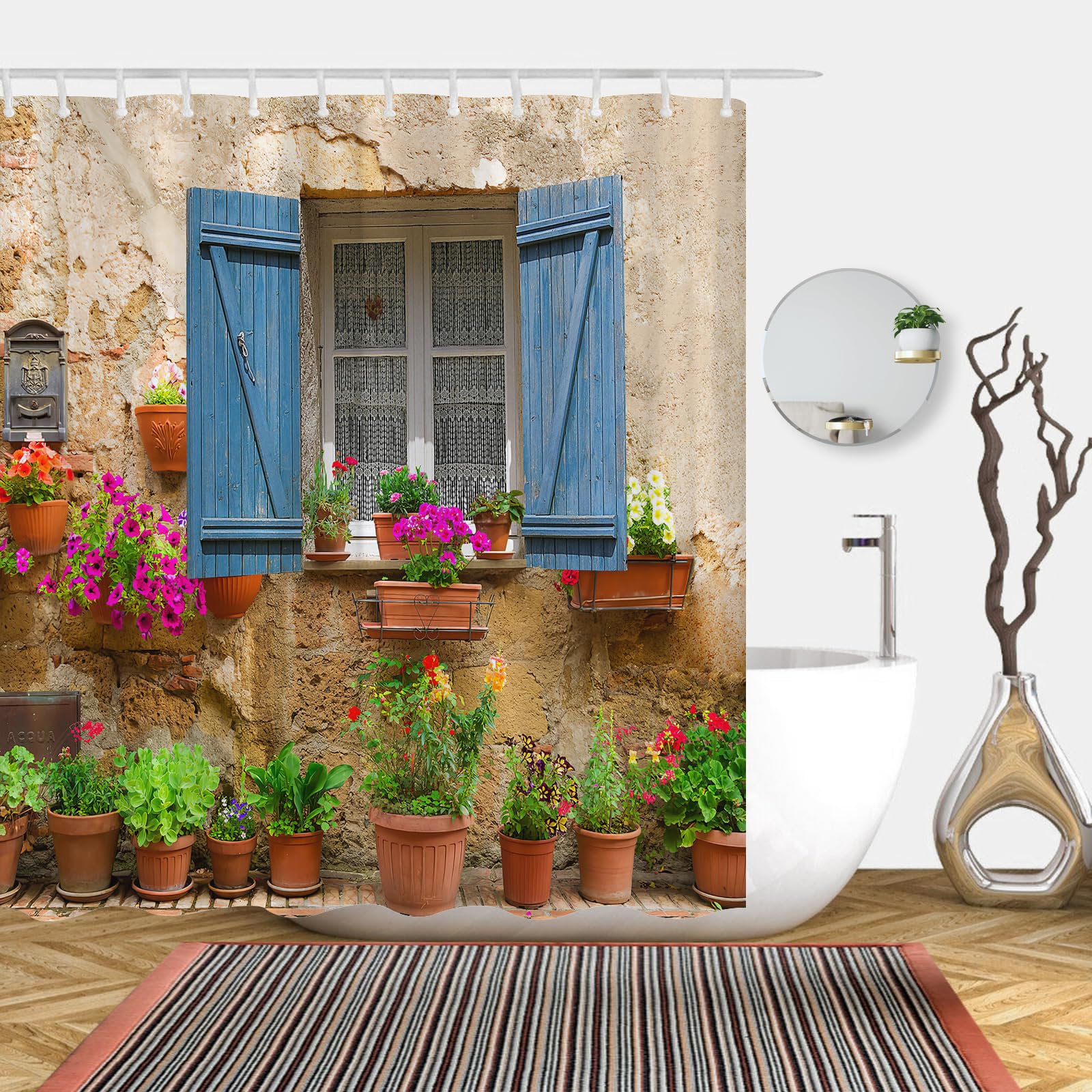 Simpomsy European Shower Curtain Nature Scene 3d Print Greek Shower Curtain Polyester Fabric Bath Curtain Curtains Bathroom Fabric Shower Street View