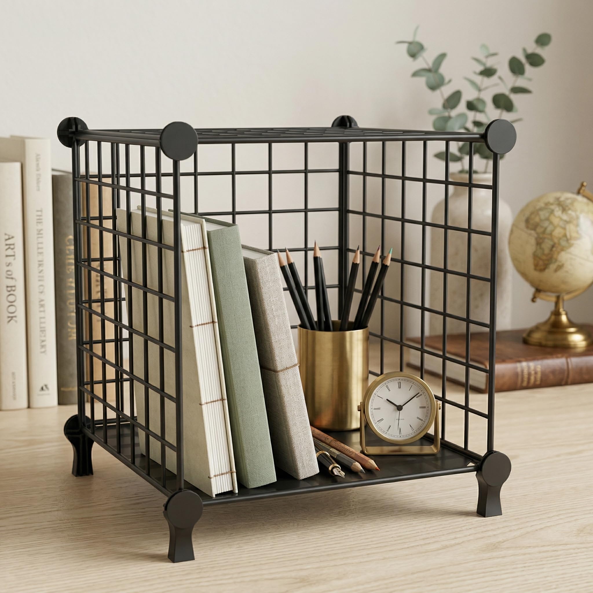 ATTDETJL Cube Storage Unit, Metal Shelving Unit with DIY Bookshelf, Black