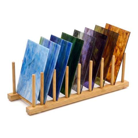2 Pcs Stained Glass Sheets Organizer with 16 Slots Glasses Storage Rack