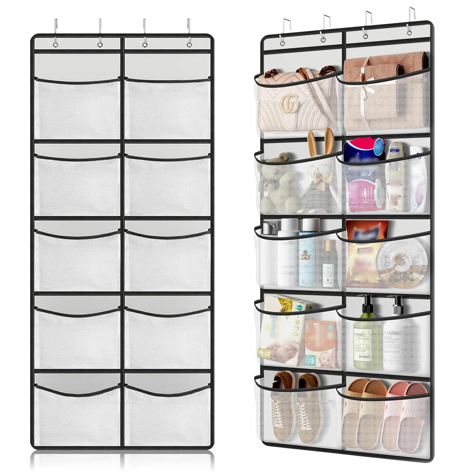 Hocklliy Hanging Storage Organiser,Hanging Organiser with 10 Pockets for Closet,Over the Door Storage Pockets,for Wardrobe Bedroom Toys Clothes Shoe