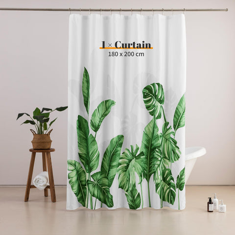 Sonive Shower Curtain with Grommets WaterResistant Green Leaves L200xW180cm