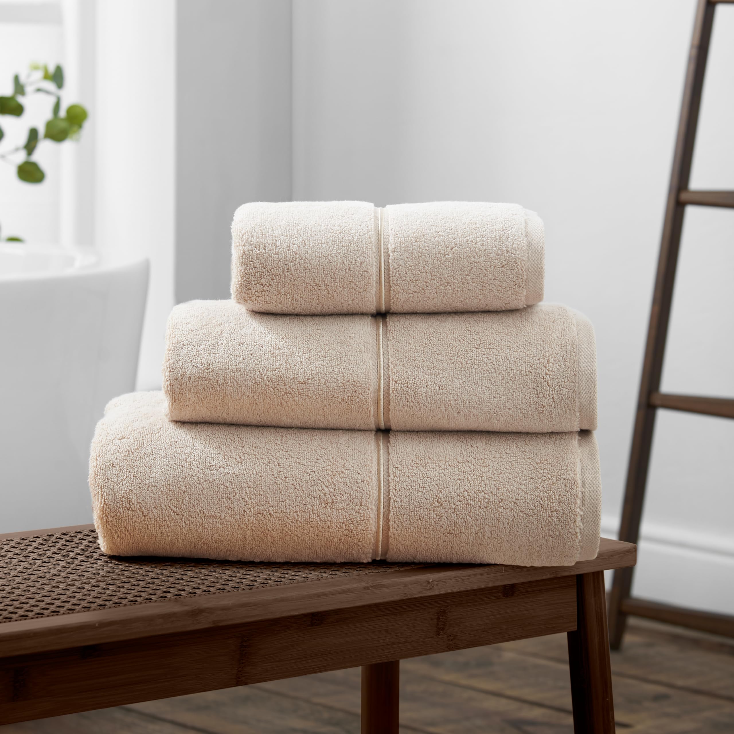 Bianca Zero Twist Satin Stitch Cotton 100x150cm Bath Sheet Natural
