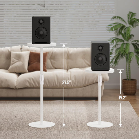 TUTOTAK Tall Round Side Table, Adjustable height, Small End Table, Drink Table, Pedestal Side Table, livingroom, White TB01BW096EU