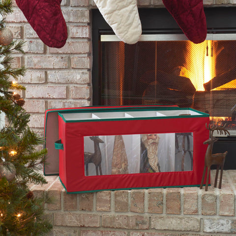Household Essentials Holiday Vision Storage Box Chest, Fabric, Red & Green, 8-Piece Figurine