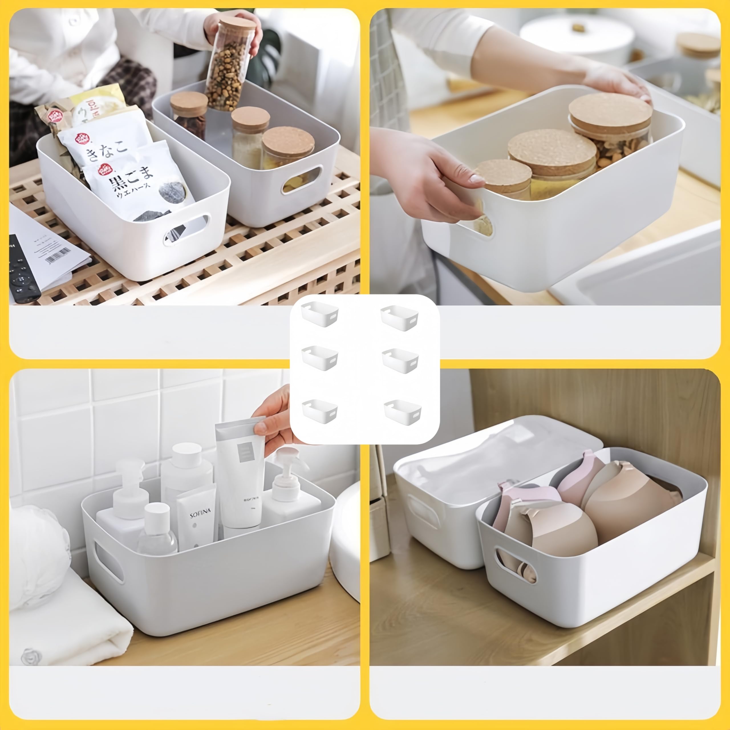 YisheenHome storage baskets plastic basket with Handles for Multifunctional Home Storage and cupboard organiser ,bathroom storage boxes, Toys, Office