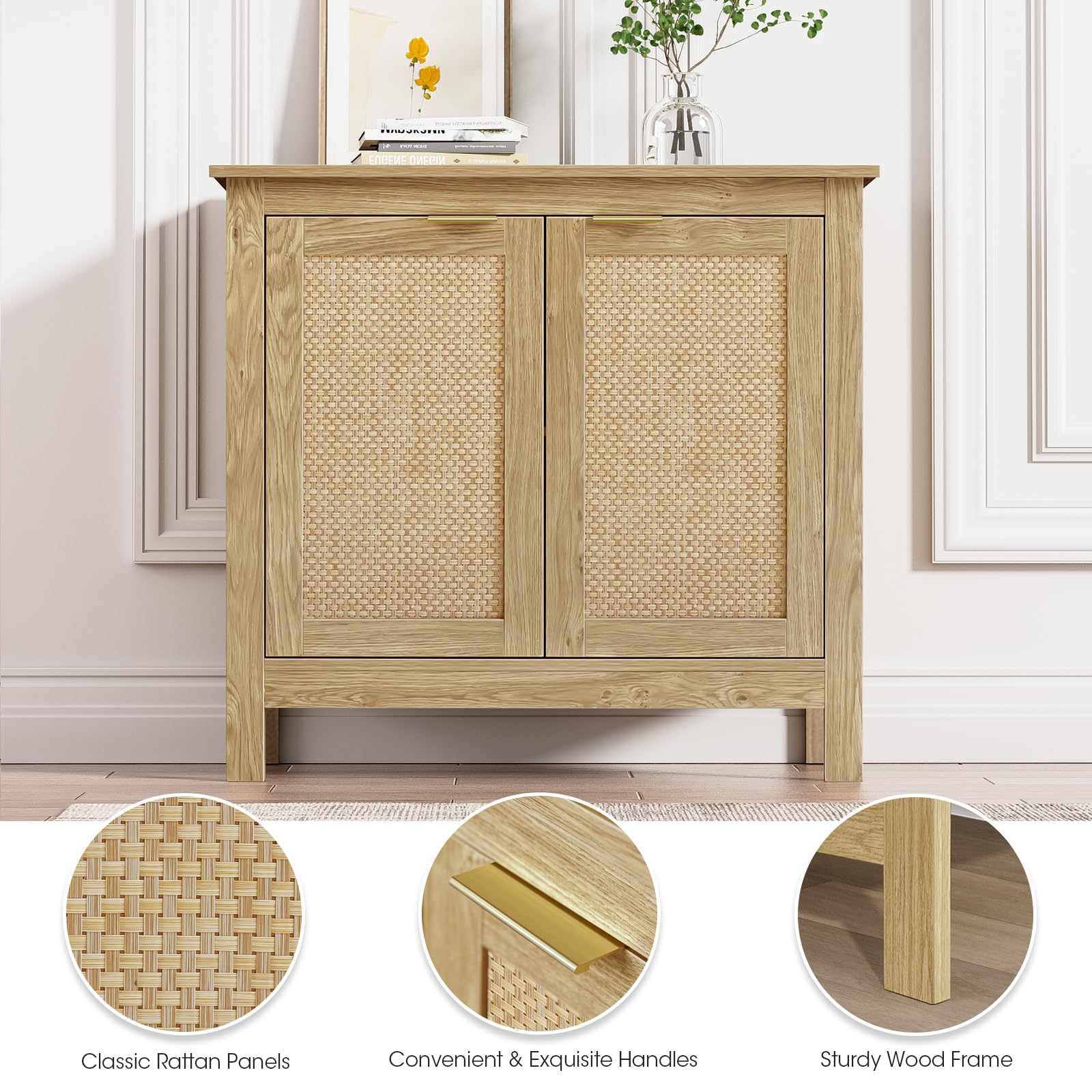 Skokliz Sideboard Storage Cabinet, Modern Kitchen Cupboard with Adjustable Shelf, Floor Cabinet with Doors, Sideboard for Living Room, Dining Room