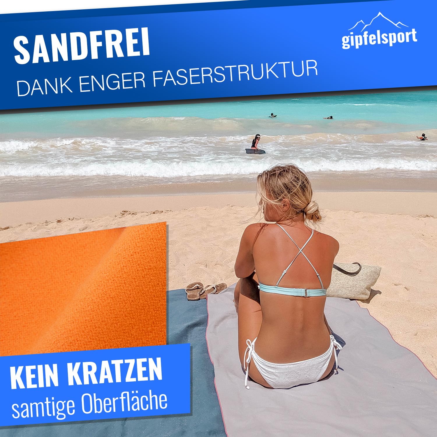 gipfelsport Microfibre towel | Microfibre bath towel, travel towel, beach towel | Quick-drying, ultra-light, space-saving | Orange