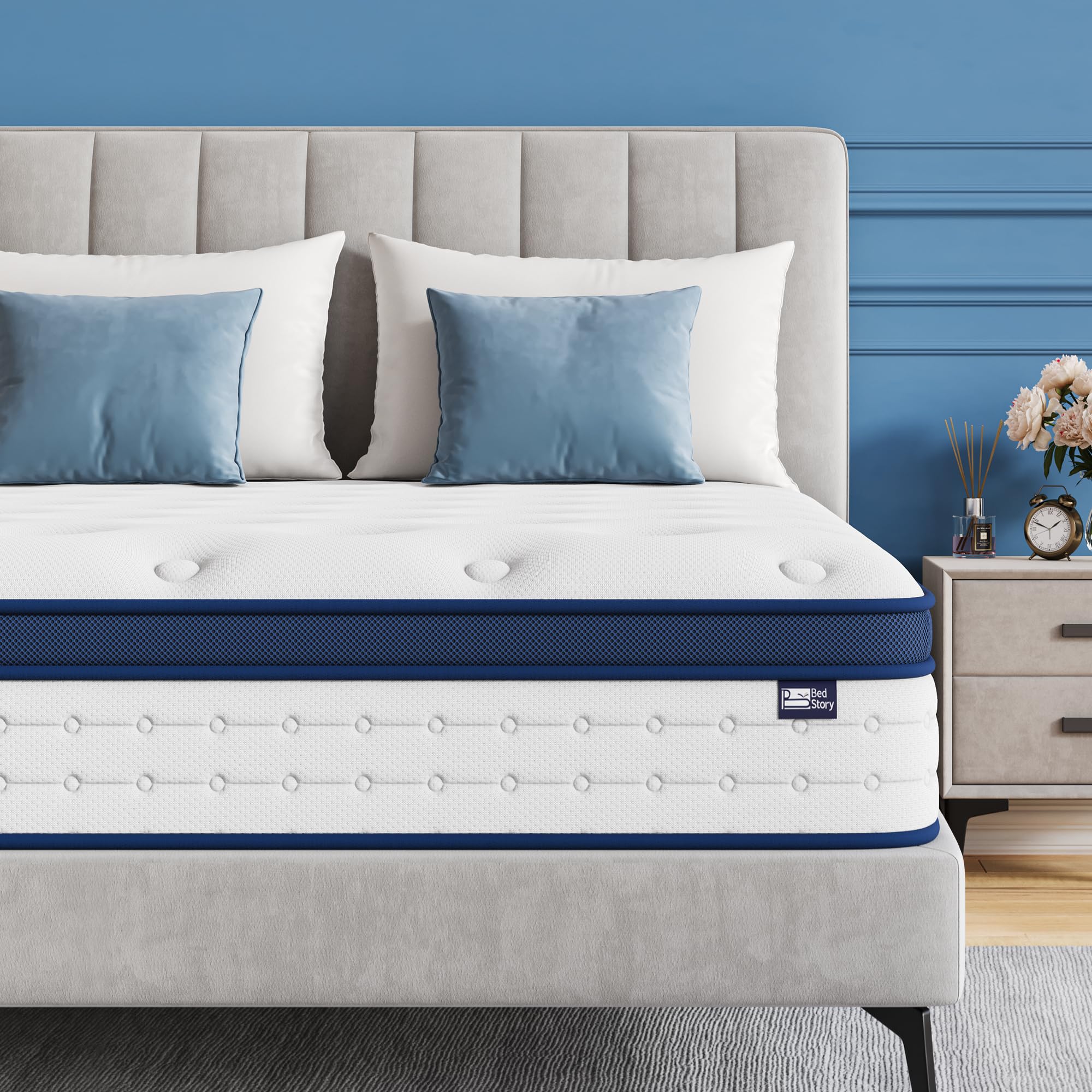 BedStory Small Double Mattress, 7.8 Inch Hybrid Mattress, 7-Zone Mattress with Breathable Foam and Individually Pocket Sprung Firm- Extra Lumbar