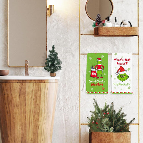 VITEVER Christmas Hand Towels Decorations, Decorative Christmas Kitchen Towels Dish Towels Decorations, Drying Towels Set Gift for Bathroom