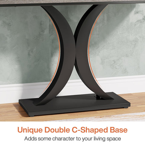 LITTLE TREE Industrial Entryway Console Table, Compact Foyer Hallway Accent Table for Small Space