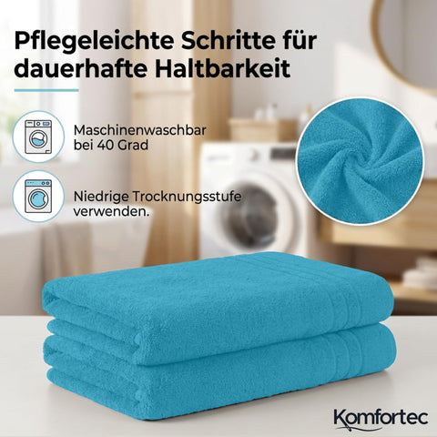 Komfortec Jumbo Bath Towels, 100% Cotton, Quick Dry, 80x200, Turqoise