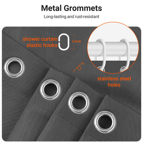 Lerores Shower Curtain, 200 x 220 cm, Dark Grey, Weighted Hem, Anti-Mould Textile, Water-Repellent