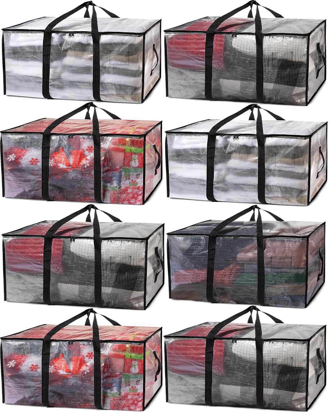ClearSpace Heavy Duty Moving Bags or Storage Bins with Lids, Clear, 8 Pack