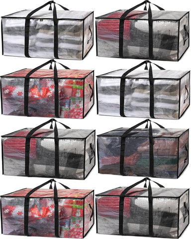 ClearSpace Heavy Duty Moving Bags or Storage Bins with Lids, Clear, 8 Pack
