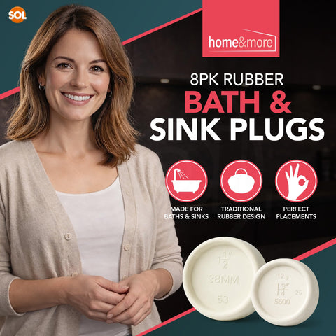 SOL 4pk Rubber Bath Plug UK - Bathroom Sink Plugs - Bathroom Plug