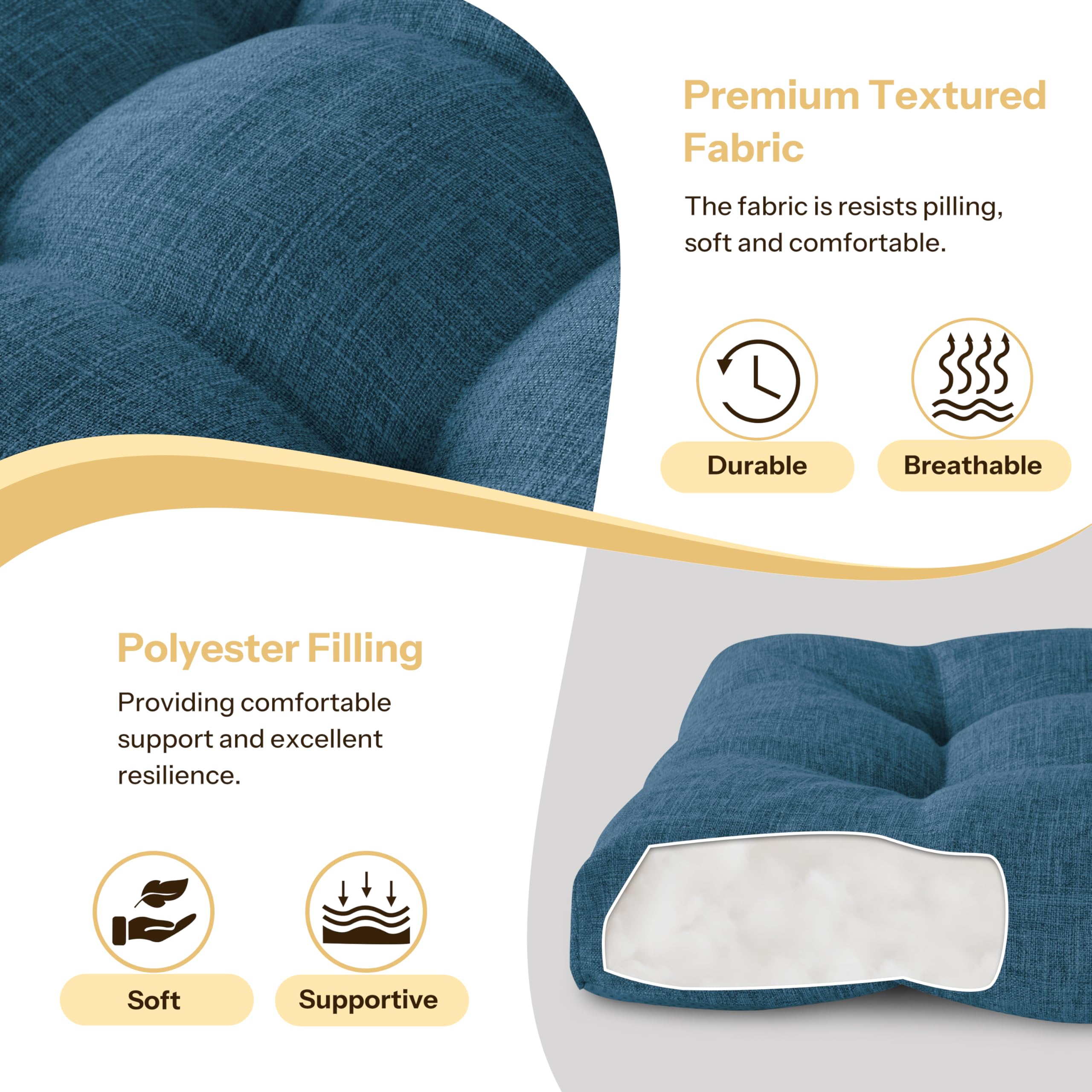 FlyGulls Indoor Bench Cushion for Indoor Furniture 106x40cm Light Navy
