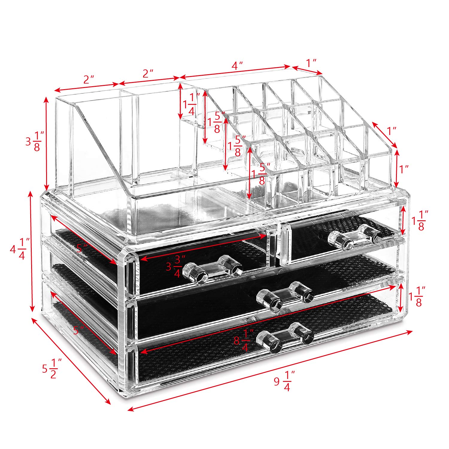 Ikee Design Clear Cosmetic Storage Organizer, Clear Makeup Organizer Cosmetic Display Case for Vanity, Bathroom Counter or Dresser