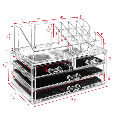 Ikee Design Clear Cosmetic Storage Organizer, Clear Makeup Organizer Cosmetic Display Case for Vanity, Bathroom Counter or Dresser
