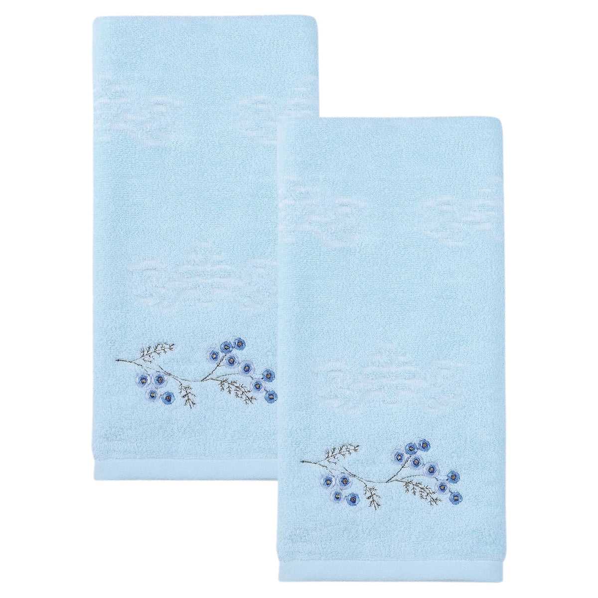 HMETOL Cotton Embroidered Floral Ultra Soft Absorbent Hand Towels 2 Pack