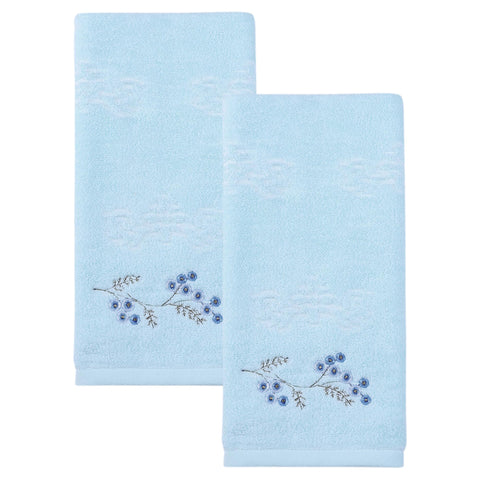 HMETOL Cotton Embroidered Floral Ultra Soft Absorbent Hand Towels 2 Pack