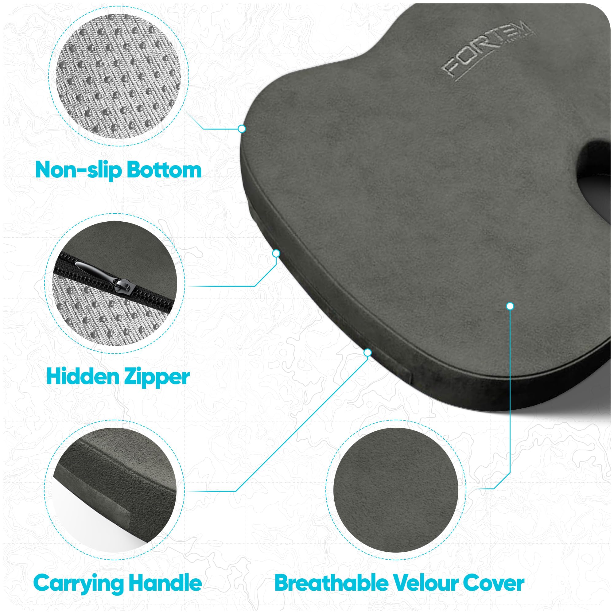 FORTEM Seat Cushion, Office Chair Cushion, Memory Foam Pillow for Sitting