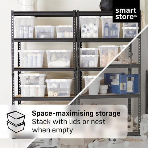 SmartStore - 10x Plastic Storage Box with Lid 3L (21x17x15cm) |Plastic Storage Drawers with Lid|Food-Safe Material|Kitchen &