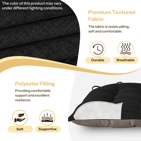 FlyGulls Chair Cushions for Dining Chairs Set of 2 46x42x7.6 cm Black
