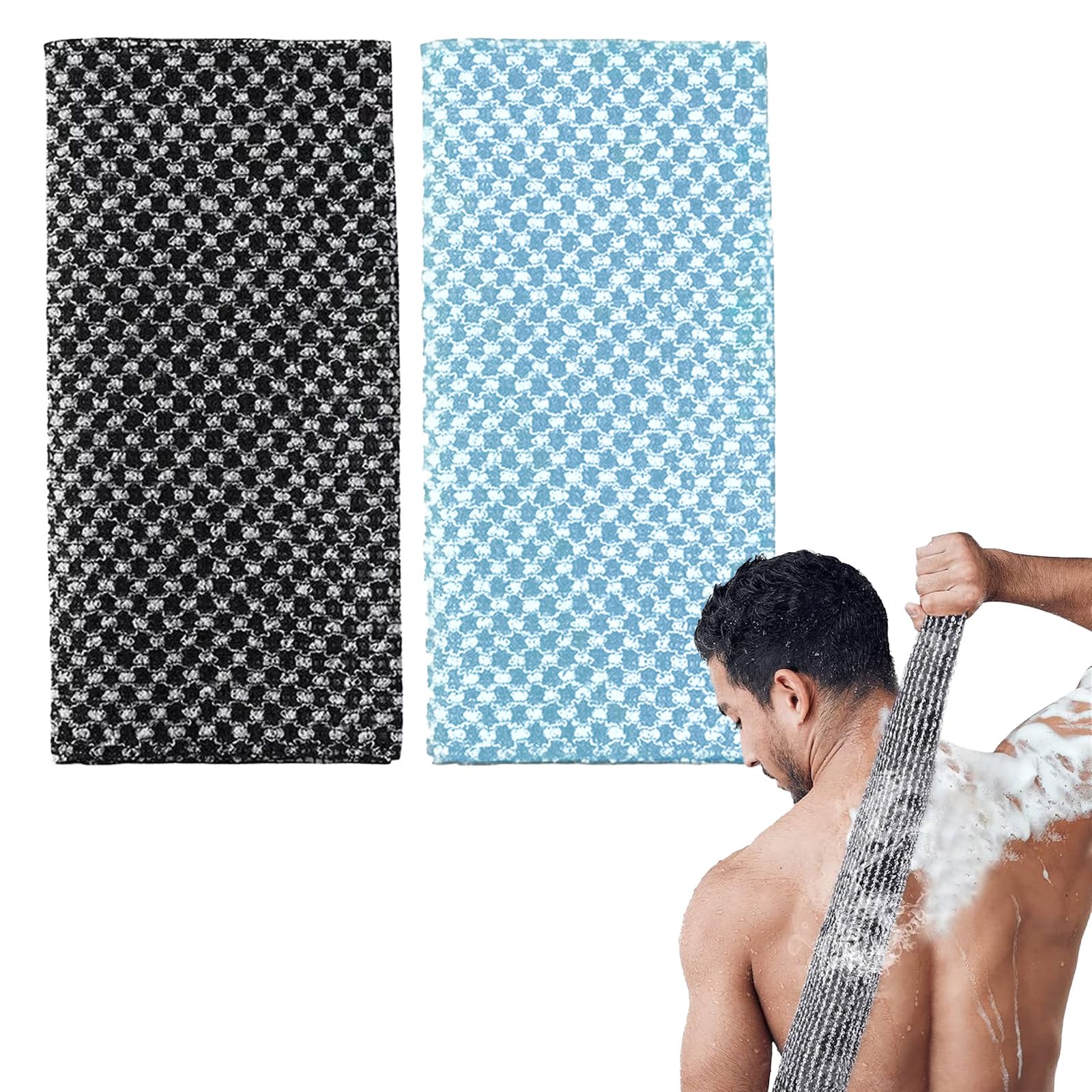 2Pcs Japanese Exfoliating Towel, Extra Long Exfoliating Shower Towel