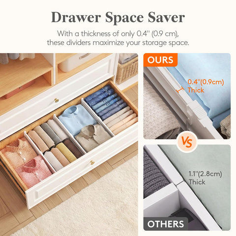 Lifewit 6 Pack 6" High Drawer Dividers 30-47cm/11.5-18.5" Adjustable Drawer Dividers for Clothes, Expandable Kitchen Drawer Dividers Organisers