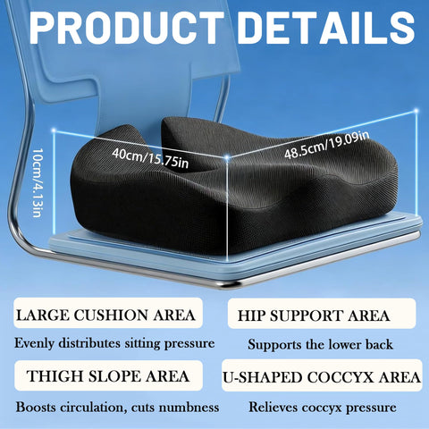 YueXing Coccyx Cushion, Memory Foam Seat Cushion for Tailbone Pain Relief – W-Shape Design, Non-Slip