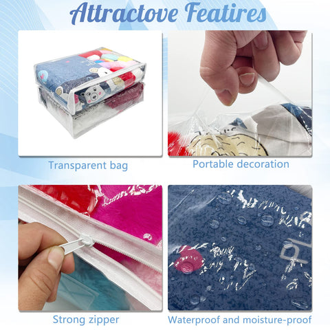20Pcs Large Clear Vinyl Zippered Storage Bags With Handle - 16*12*4Inch Blankets Organizer for Sweater, Bed Sheet, Pillow