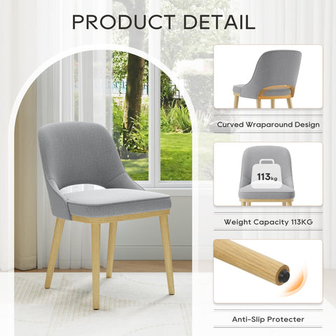 Dining Chairs Set of 6, Upholstered Dining Room Chairs with Chenille Fabric, Ergonomic Backrest, High Density Cushion & Rubber Wood Frame