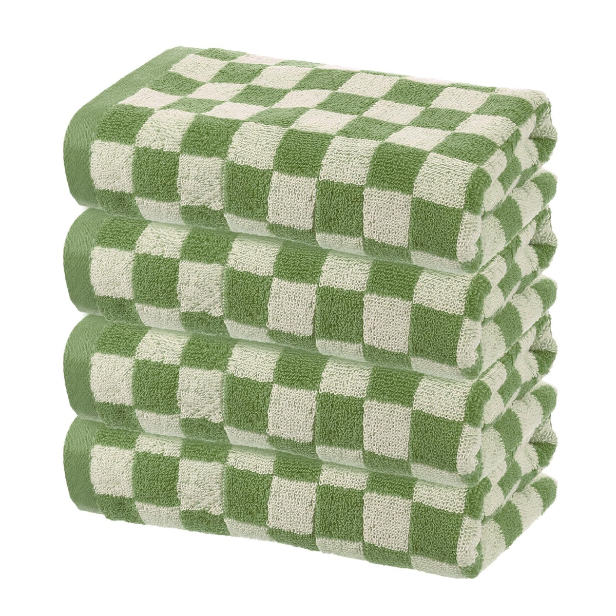 sourcing map 4 Pcs Bathroom Hand Towels Green Soft Absorbent Face Towels Cotton Wash Cloths 13 x 29 Inch Kitchen Hand Towels for Bathroom Gym Drying