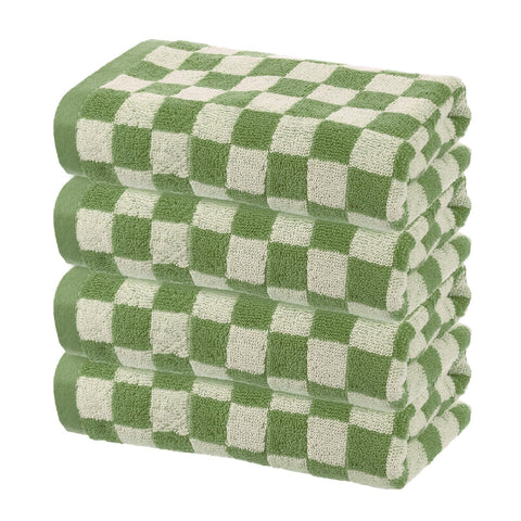 sourcing map 4 Pcs Bathroom Hand Towels Green Soft Absorbent Face Towels Cotton Wash Cloths 13 x 29 Inch Kitchen Hand Towels for Bathroom Gym Drying